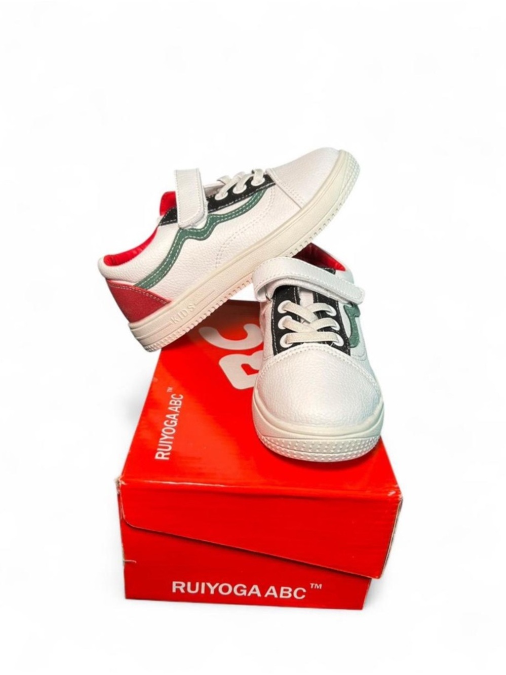 Ruiyoga ABC Red/Green Kids White Sneakers - Brand New